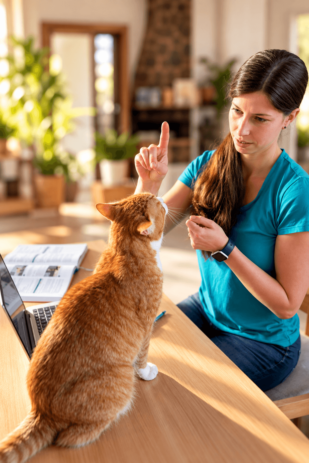 Tierärztliche Beratung mit einer Katze in ruhiger Atmosphäre.